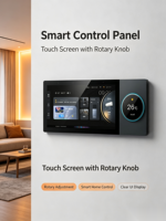Panneau de commande central intelligent mural pour maison connectée avec bouton rotatif pour ajuster la température de la climatisation, la lumière et les rideaux, écran tactile