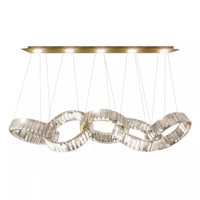 JYLIGHTING Lustre suspendu personnalisé de luxe pour villa, salle à manger, salon, moderne, en cristal, anneau LED, luminaire suspendu au plafond
