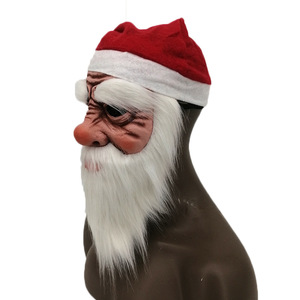 Masque de Père Noël en latex, masque intégral pour fête de Noël, costume amusant pour les fêtes, avec barbe blanche et chapeau - Product Image 3