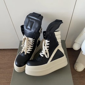 Chaussures de sport montantes de luxe pour hommes, tendance, noires, à lacets, décontractées, style chunky, baskets de créateur - Product Image 1