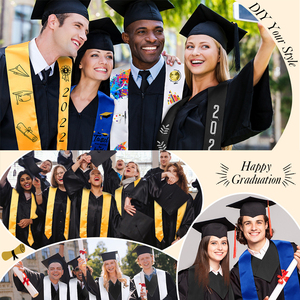 Étoles ou écharpes d'honneur de graduation doctorale en satin double face personnalisées pour uniformes scolaires en gros - Product Image 6