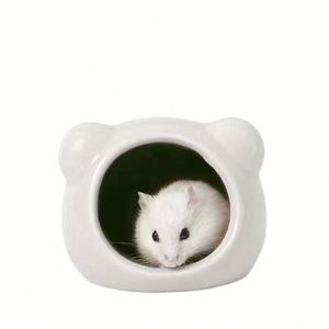 Summer Cooling Ceramic Hamster House Ice Padding Sunshade Cute Animal Shape Hiding <b>Nest</b> for Dwarf Hamsters Living Room Bedroom - Product Image 5