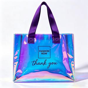 Borsa Tote Trasparente in PVC Laser Impermeabile Facile da Pulire Borsa 'Thank You' <span class=keywords><strong>per</strong></span> Shopping, Viaggi e Uso Quotidiano - Product Image 2