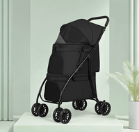Poussette pliable à double étage pour chiens et chats de petite et moyenne taille, chariot léger pour animaux de compagnie pour l'extérieur