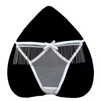 Culotte érotique sexy pour femme, style français, design à pompons, luxe léger, pour le commerce international, string perlé, avec chaîne décorative