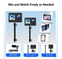 Tige d'extension de caméra avec trou de positionnement de 1/4 po + aluminium + support rotule + 360° °   Accessoire de Rig pour Appareil Photo Réglable + Personnalisable OEM