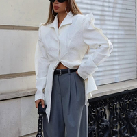 Chemises et hauts élégants pour femmes, personnalisés, à manches longues, blanches, boutonnées, texturés et structurés, collection été 2026, vente en gros