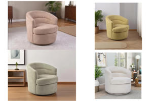 <span class=keywords><strong>Fauteuil</strong></span> d'Appoint Pivotant CARLFORD 360, Chaise de Salon Décorative en Tissu Doux, <span class=keywords><strong>Fauteuil</strong></span> de Détente pour Maison ou Hôtel, Chambre et Salon - Product Image 3