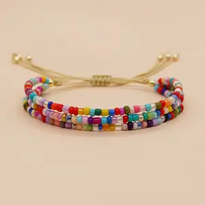 Go2boho Bohème arc-en-ciel coloré multicouche Bracelet de perles femmes fait à la main amitié bijoux de mode Miyuki Bracelet de perles de rocaille
