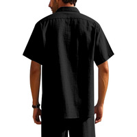 Nouvelle Chemise Décontractée en Lin pour Homme à Col Montant et Manches Courtes, Couleur Unie, Style Cardigan