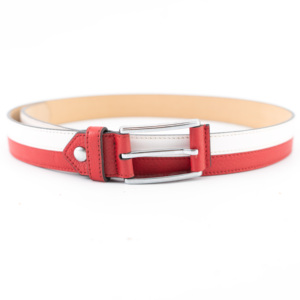 เข็มขัดหนังทูโทนเก๋พร้อมรายละเอียดหัวเข็มขัดสีตัดกัน - Product Image 1