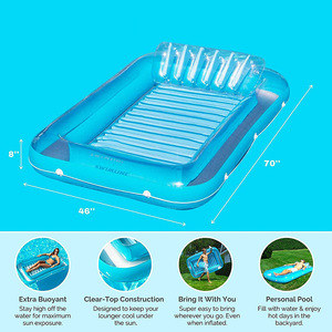 Bateau flottant gonflable pour piscine pour adultes et enfants pour bronzer, radeau <span class=keywords><strong>de</strong></span> piscine avec oreillers gonflables - Product Image 3
