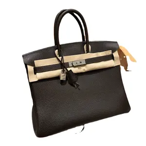 حقيبة يدوية الصنع عالية الجودة حقيبة بتصميم علامة تجارية فاخرة للنساء بجودة 5A ألوان 46/ إيبين 35 سم حلي فضية