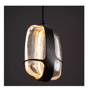 Lustre ovale LED design italien en verre ondulé à tête unique pour hôtels et maisons d'hôtes - Product Image 2