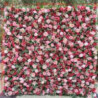 DKB Promotion Mur de fleurs artificielles fait main roses rouges 10x10ft pour mariage, Pâques, décoration de scène, utilisation intérieure/extérieure