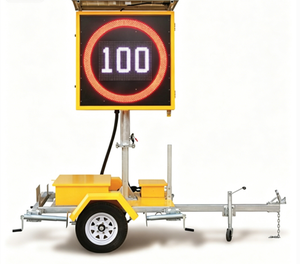 Panneau d'avertissement mobile solaire pour la mesure de vitesse par radar, détecteur de vitesse portable et remorquable pour la construction routière - Product Image 1