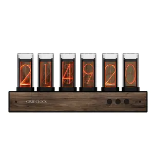 Noir/Argent/Rouge RVB Lueur Tube Horloge LED Numérique Nixie Horloge Électronique Rétro Horloge De Bureau avec 6 Bits 5V USB Alimenté