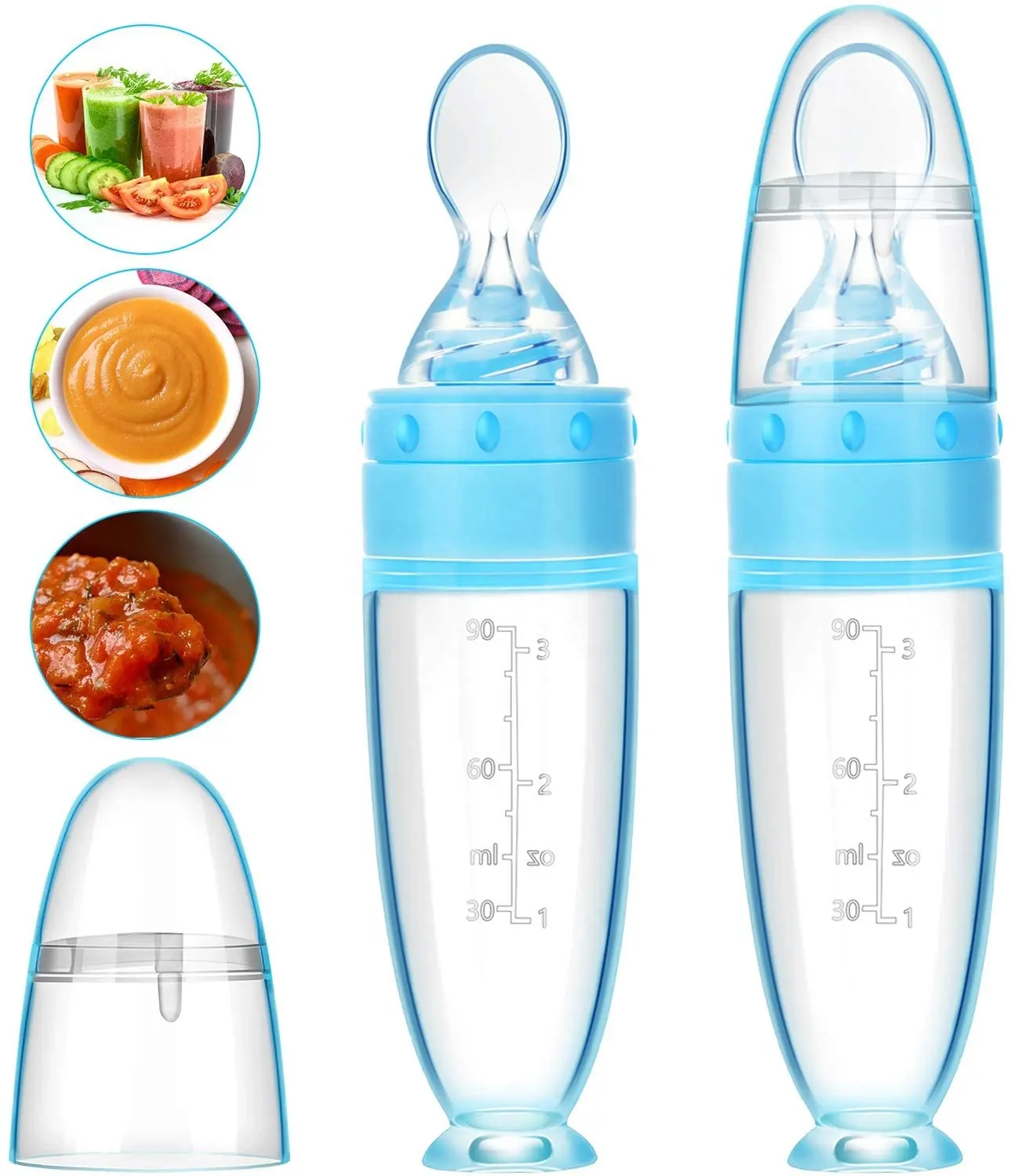 Silicone Baby Spoon Feeder Baby Bottle With Spoon Squeeze Feeding Bottle