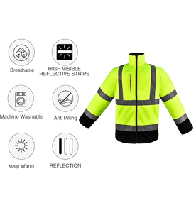 Fashionable Customized Reflective Jacket Green Work Safety Jackets Reflective with Pockets Zipper - Product Image 2