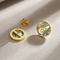 Boucles d'oreilles en argent S925 hypoallergénique plaqué or bijoux de plage boucles d'oreilles en coquillage d'ormeau pour femmes