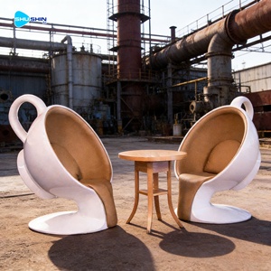 Silla de Resina y Fibra de Vidrio con Diseño Creativo de Taza de Café, Asiento Artístico para Decoración de Cafeterías y Oficinas - Product Image 2