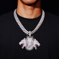 Pendentif Cerberus à Trois Têtes en Laiton Micro-Pavé CZ Effet Glaçé, Bijou Hip-Hop Bling Tendance pour Hommes 2026