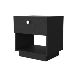 Ensemble de chambre à coucher 2 pièces Peyton : Armoire et table de chevet noires avec tiroirs et étagères pour le rangement - Product Image 2