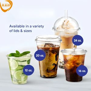 Vasos de Plástico de Pared Simple para Jugo con Impresión de Logotipo Personalizado al por Mayor, Tapa Transparente Tipo Domo, Precio Bajo, Vasos Plásticos con Tapa Domo - Product Image 6