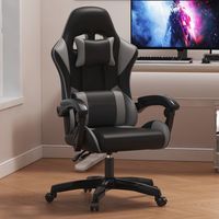 Chaise d'e-sport, chaise d'ordinateur pour la maison, chaise pivotante inclinable réglable en cuir PU avec cadre en acier, chaise de jeu confortable et compétitive