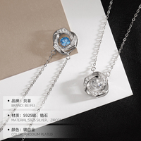 Tiktok – collier avec pendentif vibrant en forme de cœur en zircon, en argent sterling 925, cadeau de saint-valentin pour femmes