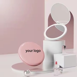 Custom Logo Portable Foldable Small Hand Held Led <strong>Mirror</strong> Travel Folding <strong>Light</strong> Anti Fog Makeup Trifold Purse Cosmetic <strong>Mirror</strong> - Product Image 1
