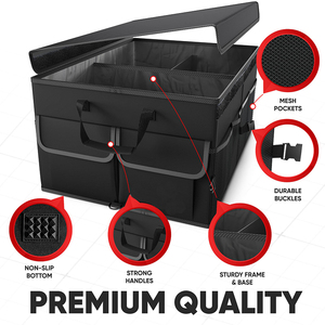 Organizer Pieghevole per Bagagliaio con Fondo Antiscivolo, Contenitore Multi-Scomparto, Cinghia di Fissaggio Regolabile per Auto e SUV - Product Image 4