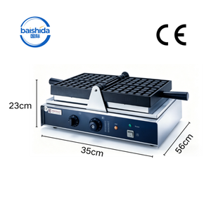 Gaufrier électrique mini certifié CE Baishida avec moule à grille carrée classique, puissance 1,6 kW, 2 gaufres par lot, pour usage domestique et hôtelier - Product Image 2
