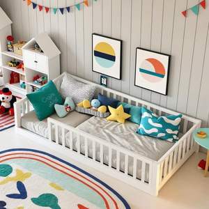 เตียงสองชั้นแบบมอนเตสซอรี่พร้อมแผ่นไม้สำหรับผู้ใหญ่และเด็กโครงเตียงแบบมอนเตสซอรี่ทำจากไม้พร้อมแผ่นกั้นเพื่อความปลอดภัย - Product Image 2