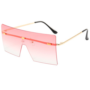 Unisex Frameless <b>Sunglasses</b> Gold Metal PC Lens UV400 Light Weight Square <b>Oversized</b> Style - Product Image 3