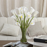 Arrangement de plantes artificielles Calla Lily directement de l'usine avec vase en verre et fleurs en soie pour la décoration du hall d'hôtel