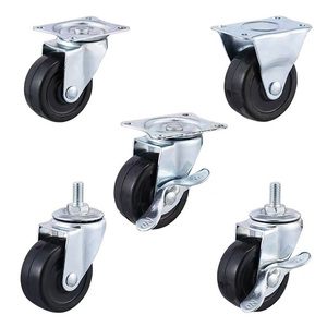 1,5 ''2'' 2,5 ''3''Black <span class=keywords><strong>Rubber</strong></span> <span class=keywords><strong>Caster</strong></span> Wheel Leichte Möbel Rollen Räder Guter Griff Nützliche Lenk rolle für Möbel - Product Image 1