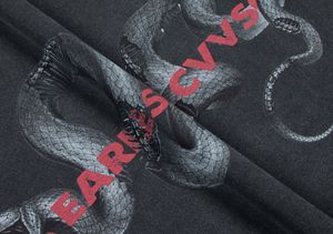 2025 Summer Men's Oversized 100% Cotton T-shirt American Street Fashion Brand Heavy <strong>Dark</strong> <strong>Python</strong> Print Short Sleeve - Product Image 5