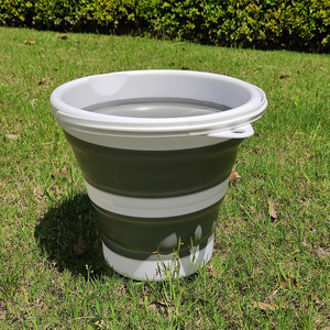 <b>Folding</b> <b>Bucket</b> 10L One-Ring Foldable Portable Outdoor Fishing Multi-Purpose Use Plastic Gray Blue Green Pink - Product Image 1