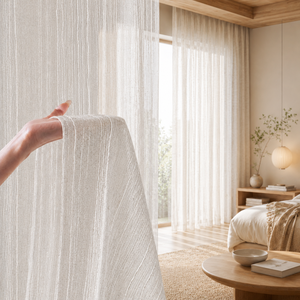 Voilages texturés en faux <span class=keywords><strong>lin</strong></span> DaiRui, blanc crème, pour chambre et salon, panneaux de voile doux et translucides, rideaux occultants, vente en gros - Product Image 3