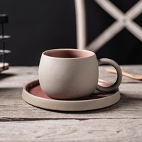 Ensemble de tasses à café en céramique en argile grossière rétro créative en gros, style moyen-oriental personnalisé, tasse à lait en porcelaine avec soucoupes