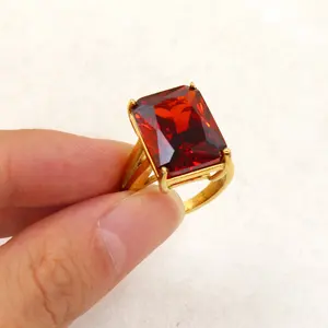 Green Red Square Zircon Rings For Women Multiple Colour Stainless Steel Ring Fashion Jewelry Wedding Anniversary Gifts