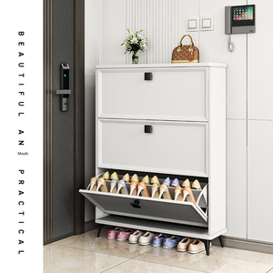Gabinete de zapatos de cubo basculante de <span class=keywords><strong>entrada</strong></span>, muebles para el hogar blancos americanos, gabinete de estante de zapatos de madera - Product Image 6