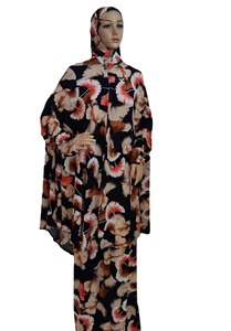 S0048 modeste Ramadan dernier Dubai imprimé Floral Abaya Robe costume vêtements islamiques femmes musulmanes Palestine manches Robe de prière - Product Image 3