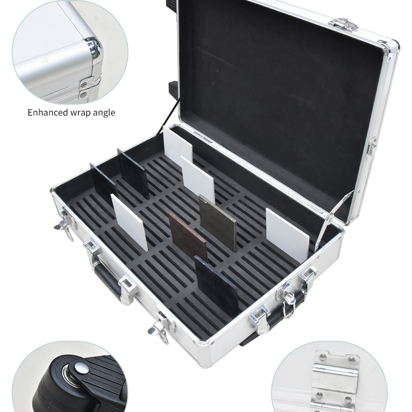 Sample Trolley Case Marble Rock Mosaic Ceramic Wood Floor Granite Quartz Specimen Box Stone Aluminum Suitcase Display For Tile