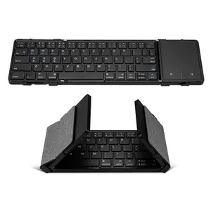 Hotsale Trifold Slim Thin Tri-mode 64keys Mini Linen Cover Bluetooth Foldable keyboard