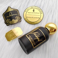 Étiquettes métalliques personnalisées de luxe imperméables adhésives pour cosmétiques, autocollants en aluminium pour flacons de parfum, logo personnalisé, emballage en carton