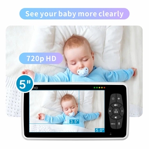 2024 bébé moniteur caméra <span class=keywords><strong>Babyphone</strong></span> 4000mAh batterie Mode ECO conversation bidirectionnelle Vision nocturne 5 pouces bébé moniteur - Product Image 3