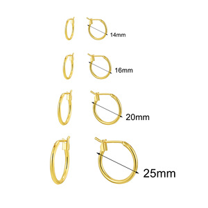 Pendientes de Aro Pequeños 2024, Diseño Simple, Joyería Diaria Moderna, Chapados en Oro y Rodio, Patrón Geométrico, 4 Tamaños, Principalmente Hechos de Latón - Product Image 2