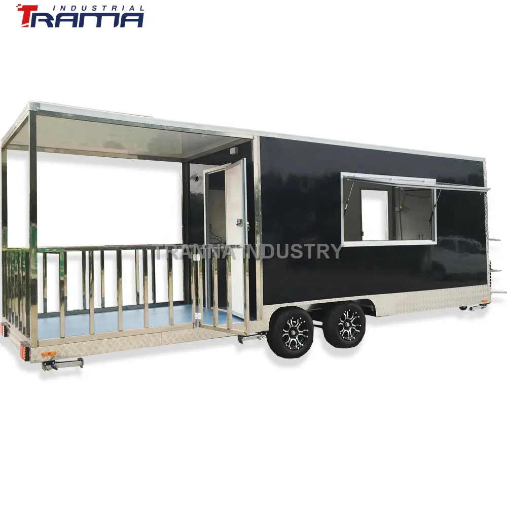 New 7X23 Tùy Chỉnh Kèm Theo Nhượng Quyền Thực Phẩm Bán Hàng Tự Động BBQ Trailer Với Big Hiên